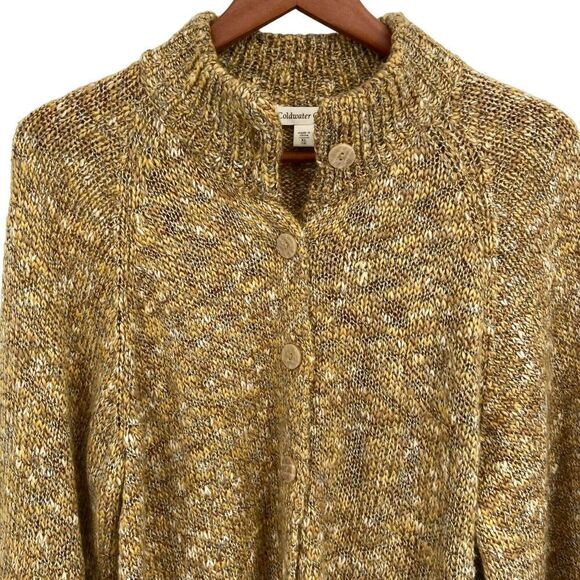 Coldwater Creek Bell Sleeves Wool Blend Cardigan Sweater Yellow Brown XL - Picture 3 of 12